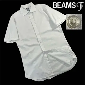 새상품급 BEAMS F 반팔 드레스 셔츠 사이즈 L 화이트 봄/여름용