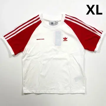 아디다스 x 스포티&리치 칼리지 티셔츠 화이트 빨간색 XL