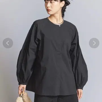 B&Y UNITED ARROWS 핀턱 슬리브 블라우스 블랙