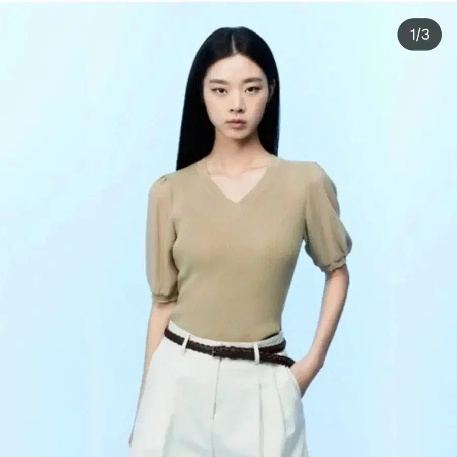 77사이즈) 에셀리아 썸머 소매쉬폰니트 ( 미착용)