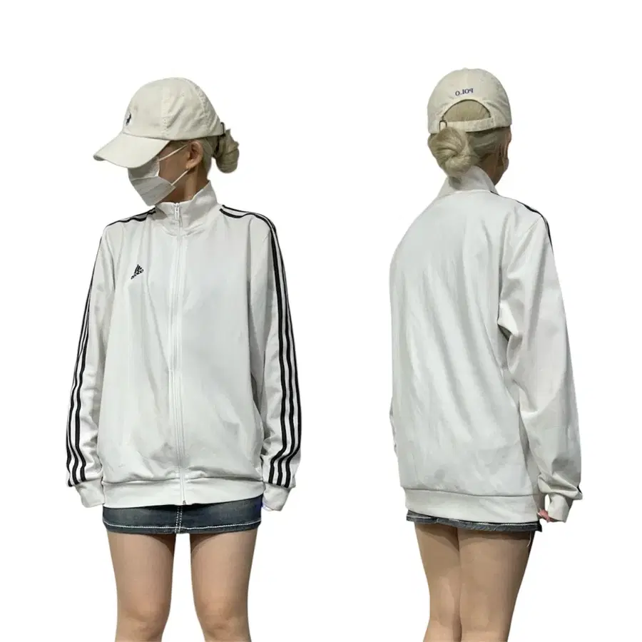 아디다스 화이트 블랙 삼선 오버핏 트랙탑 져지 L