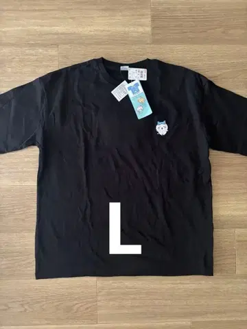 치이카와 하치와레 T셔츠 사가 자수 블랙 L 사이즈