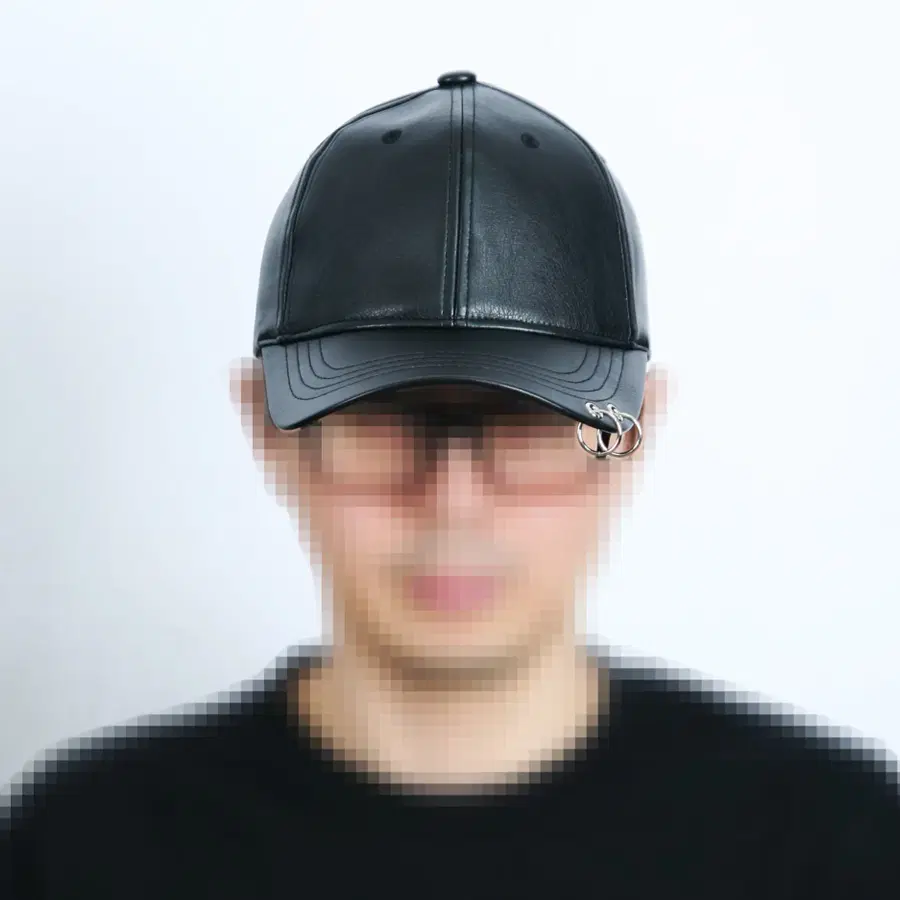 롤프 남성 남자 인조가죽 레자 볼캡 야구모자 링 피어싱 검정 블랙 힙합