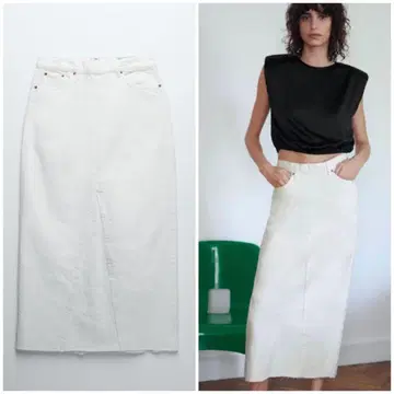 ZARA 90s collection 데님 롱 스커트 화이트 XS