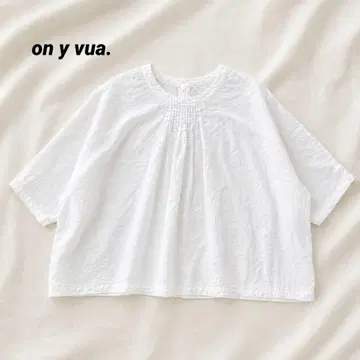 on y vua. 린넨 100% 블라우스 화이트 핀턱 루즈핏 F