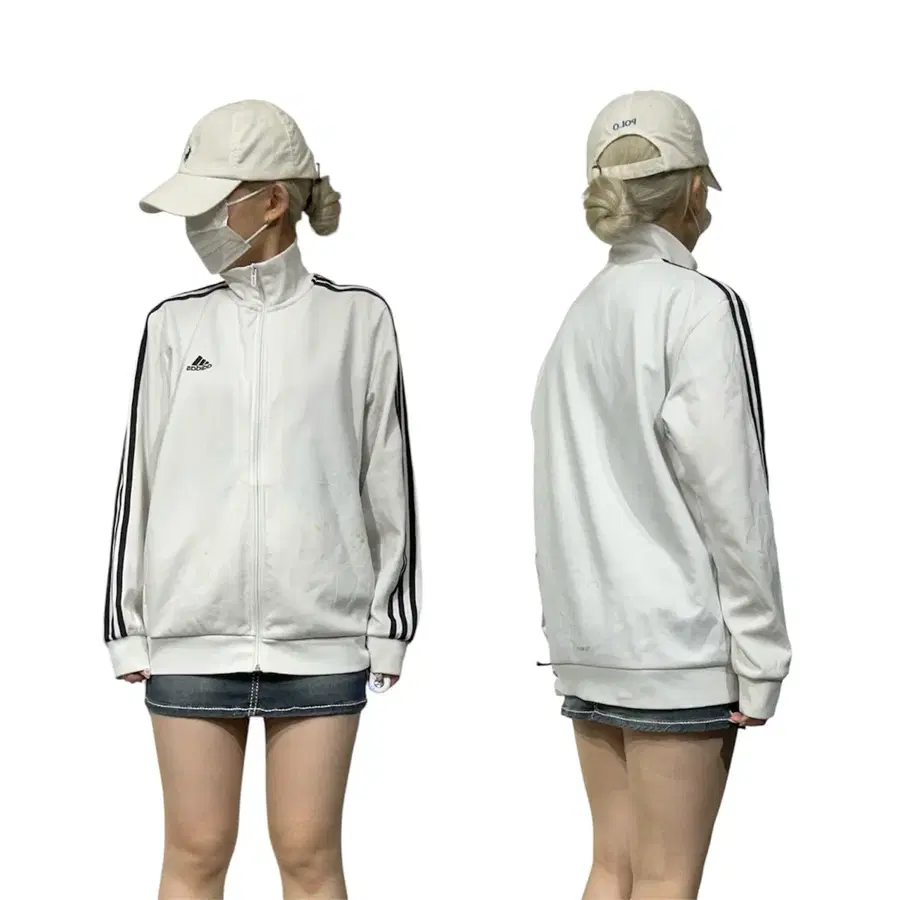 아디다스 화이트 블랙 삼선 트랙탑 져지 L