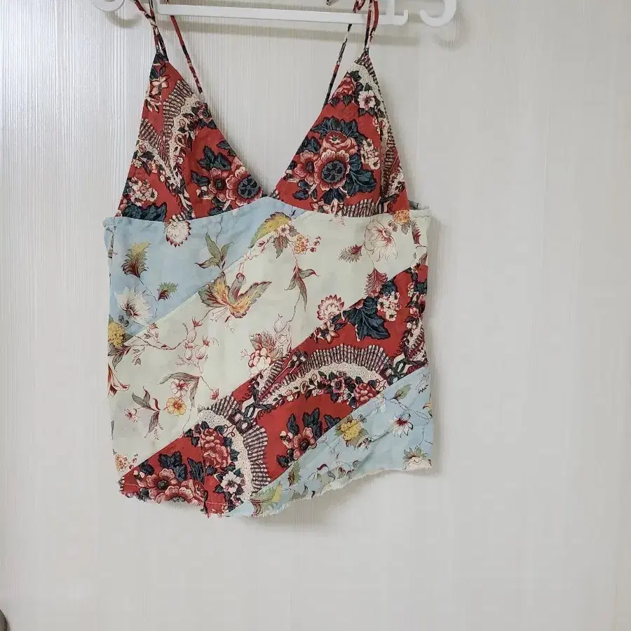 란프로렌 패치워크 패턴 민소매 탑