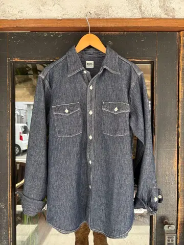 미사용 새상품 UES 502402 indigo 이중직 긴팔 셔츠