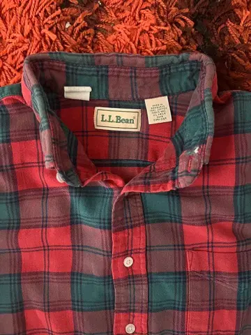 80s L.L.Bean 긴팔 셔츠 체크 무늬 레드 그린 XL