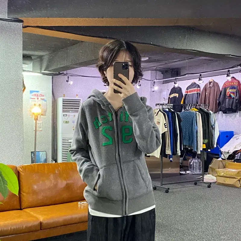 아베크롬비 앤 피치 그린로고 후드집업 B5401