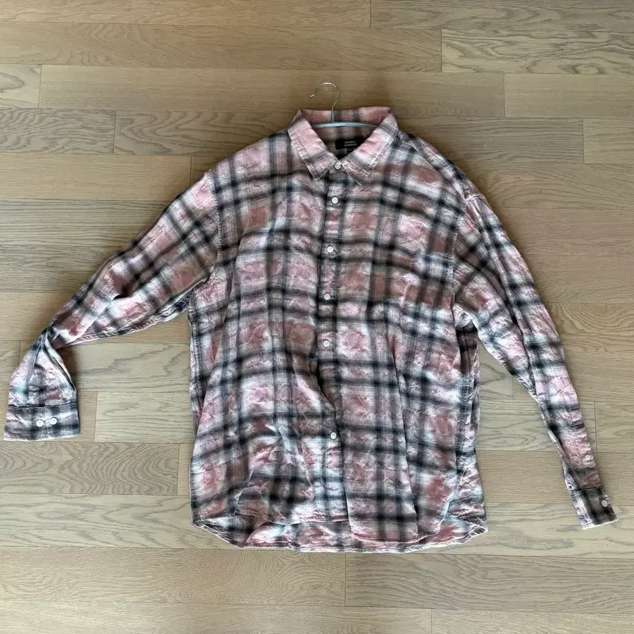 (2xl) 무신사 스탠다드 릴렉스드 크링클 옴브레 체크 셔츠