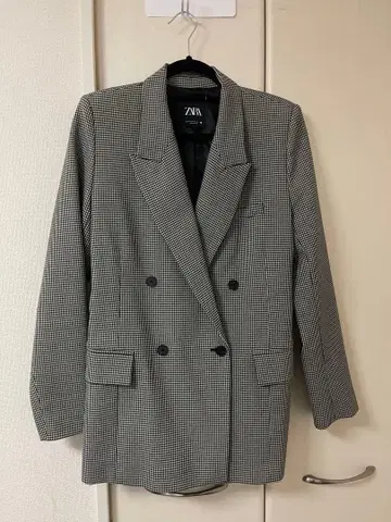 ZARA 더블 브레스트 테일러드 자켓 체크 무늬 M 사이즈