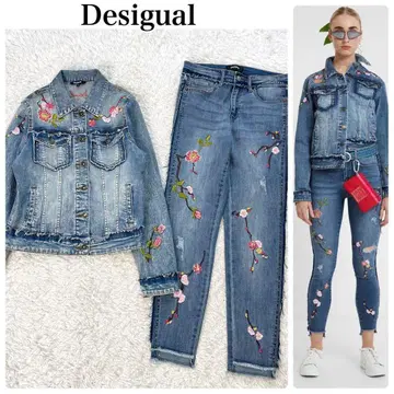 새상품급 데시구알 Desigual 데님 자켓 데님 팬츠 세트 자수