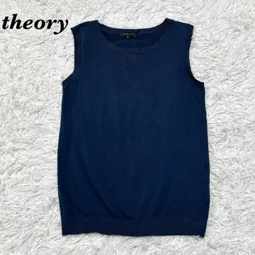 [새상품급] theory 얇은 소재 니트 베스트 2 네이비