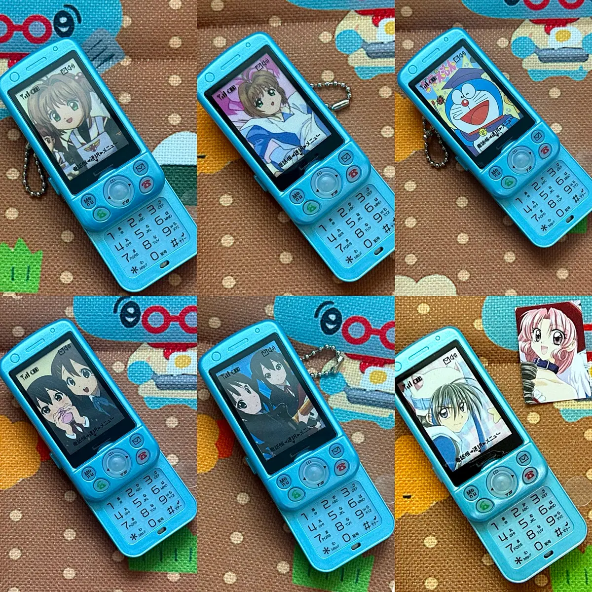 (미사용)커스텀 슬라이드 폰가챠 블루 케이온 카드캡터체리 달빛천사 등