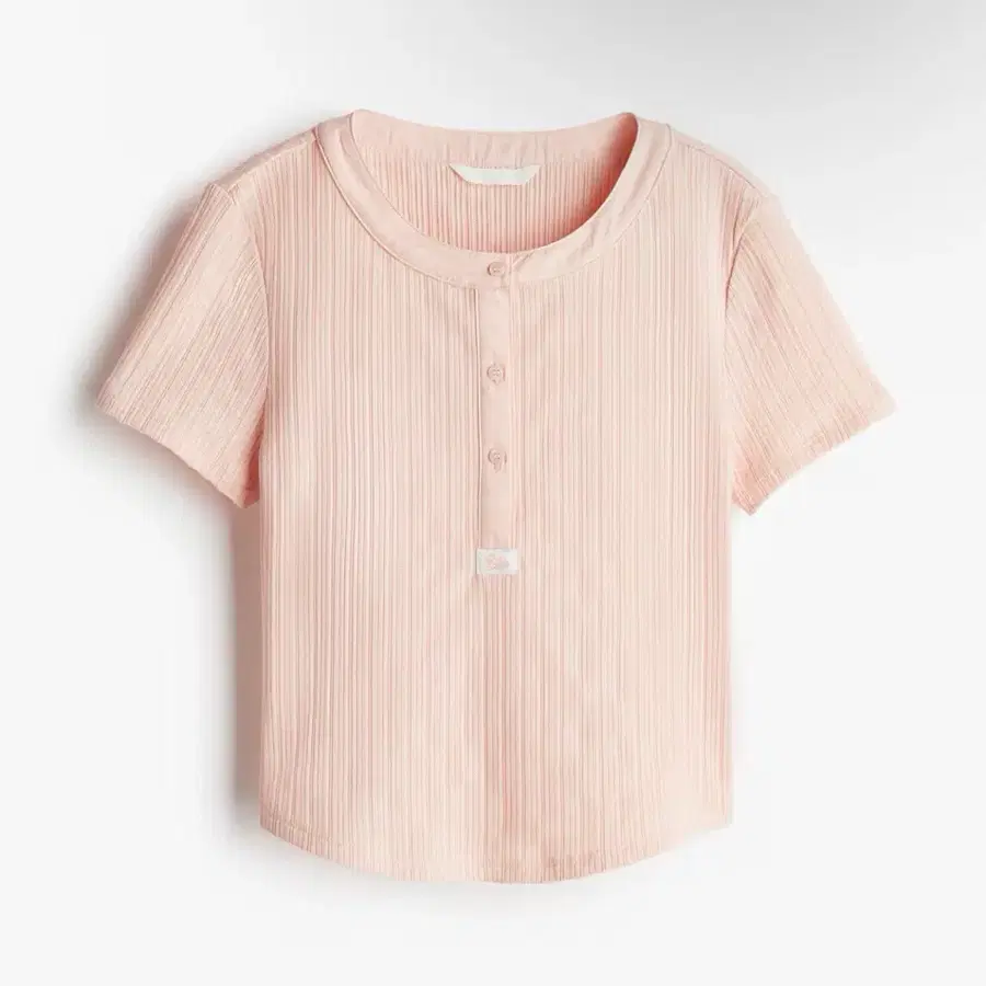 H&M 헨리넥 반팔 니트 핑크,애프리콧 니트,헨리넥반팔티,단추티,단추니트