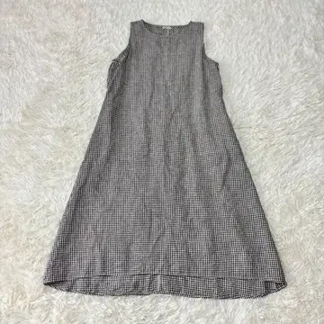 fog linen work 롱 원피스 슬리브리스 깅엄 체크