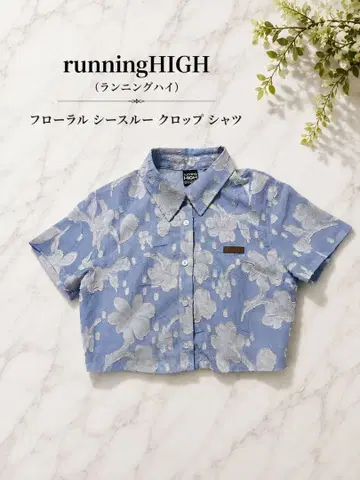 새상품급 runningHIGH 플로럴 시스루 크롭 셔츠 FREE