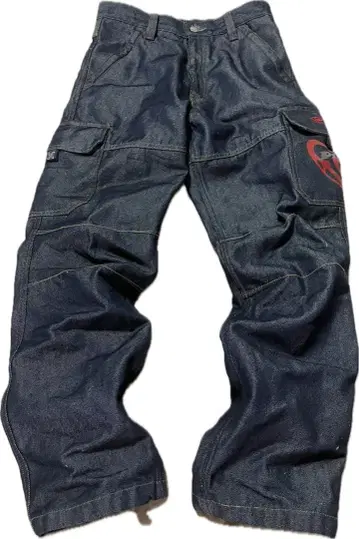 PIKO 데님 카고 팬츠 인디고 블루