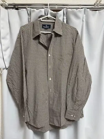 Aquascutum 긴팔 셔츠 체크 무늬 남성용 L 사이즈 컨디션 최상
