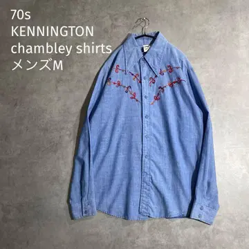 70s KENNINGTON 자수 웨스턴 셔츠 샴브레이 스냅 버튼