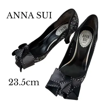ANNA SUI 안나수이 글리터 리본 펌프스 블랙 23.5cm