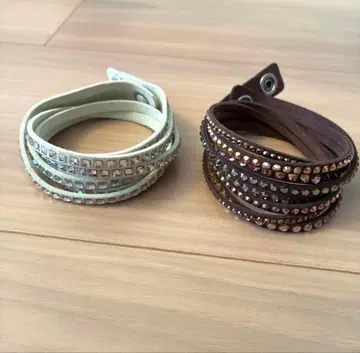 [ 묶음 판매 새상품급 ] SWAROVSKI 스와로브스키 팔찌 가죽