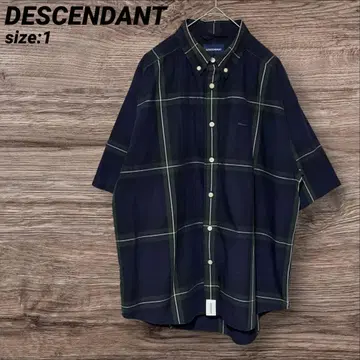 DESCENDANT 디센던트 반팔 셔츠 체크 무늬 네이비 계열