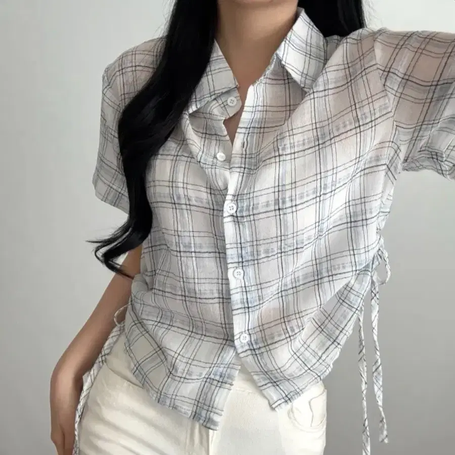 트리엘 체크 반팔 셔츠