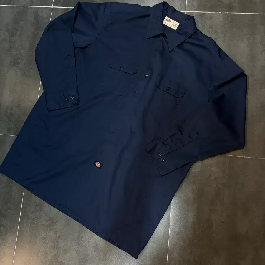 Dickies 플렉스 투포켓 워크셔츠 / 네이비 ,2XL