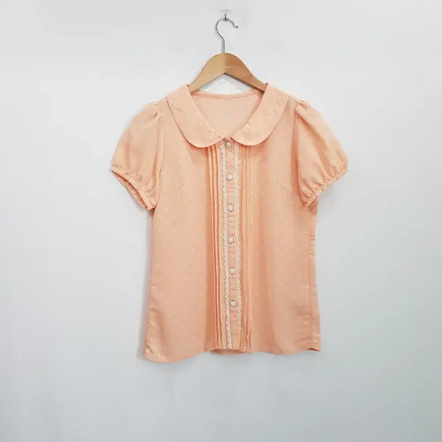 빈티지 도트 크로셰 모리걸 하구미 키치룩 반팔 블라우스 여M R531