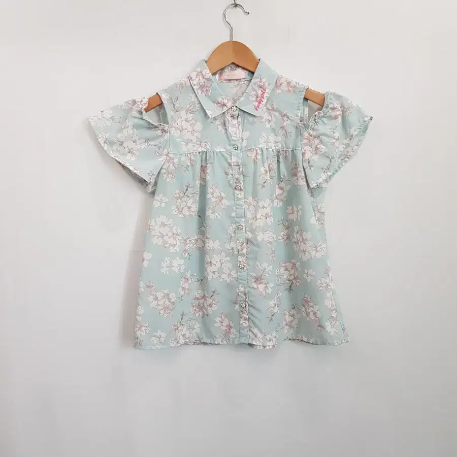 빈티지 꽃 모리걸 하구미 키치룩 오프숄더 반팔 블라우스 여M R532
