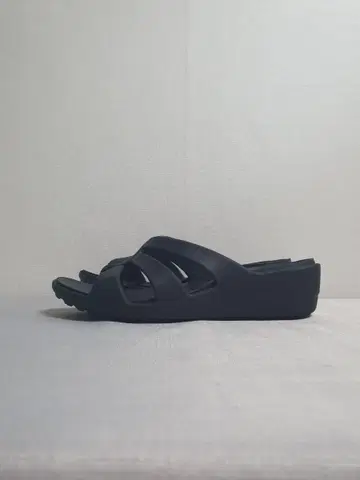 240mm 크록스 산라 스트래피 웨지 샌들 블랙