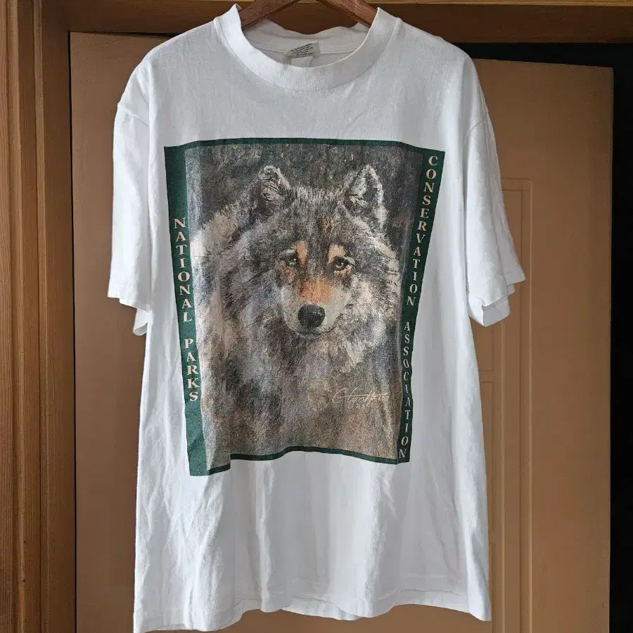 u.s.a 싱글스티치 미국 빈티지 티셔츠 wolf