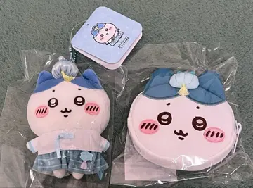 한국 한정판 치이카와 (먼작귀) 하치와레 봉제 인형 키링 파우치 세트