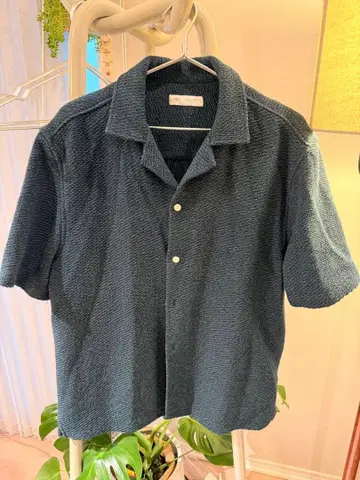 ZARA 반팔 셔츠 다크 그린 L 사이즈