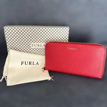 [거의 미사용] FURLA 장지갑 라운드 지퍼 레드 RED 계열
