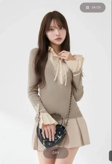 Darich 다리치 셔츠 도킹 플리츠 미니 원피스