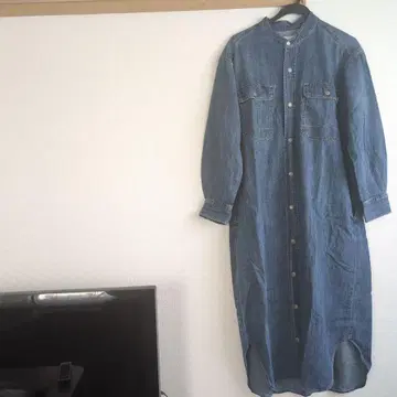 SOMETHING 데님 원피스 긴팔 롱 기장