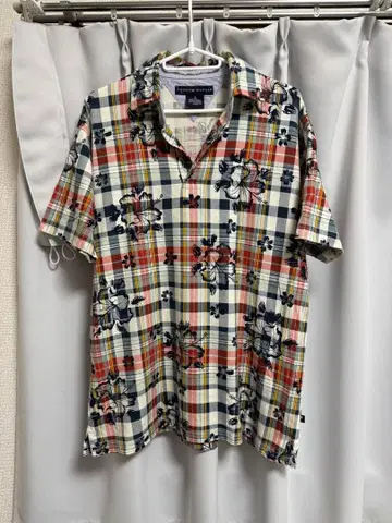 TOMMY HILFIGER 반팔 셔츠 체크 꽃무늬 S 사이즈