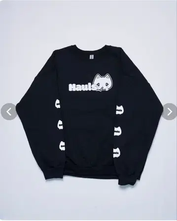 Hauls 맨투맨 블랙 고양이 프린트