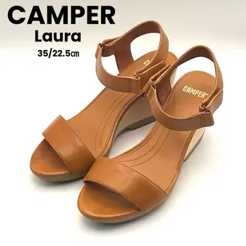 새상품급 CAMPER [35] Laura 웨지솔 샌들 브라운