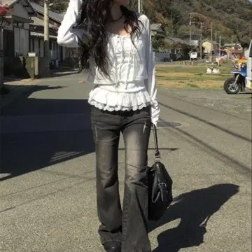 anyonemore 플레어 데님 블랙 한국 S