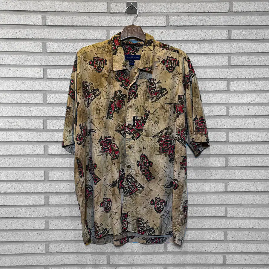 VINTAGE 하와이안 셔츠 프린팅 디테일 베이지