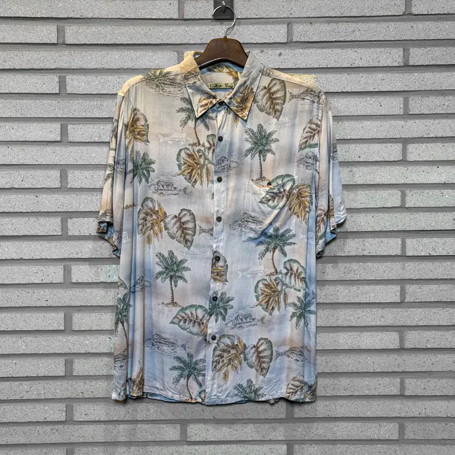 VINTAGE 하와이나 셔츠 프린팅 디테일 화이트