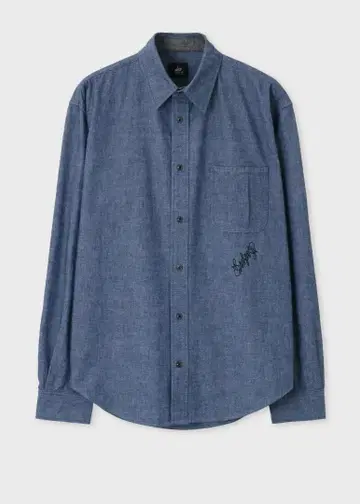 새상품 Paul Smith RED EAR 샴브레이 워크 셔츠 네이비 L