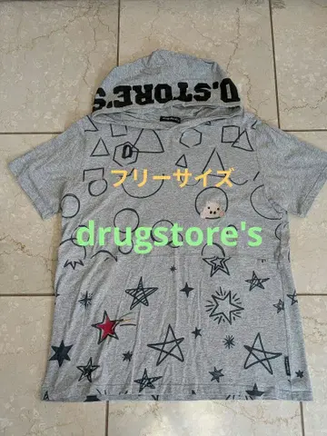 drugstore's 후드티 그레이 반팔 후드 로고 프리 사이즈