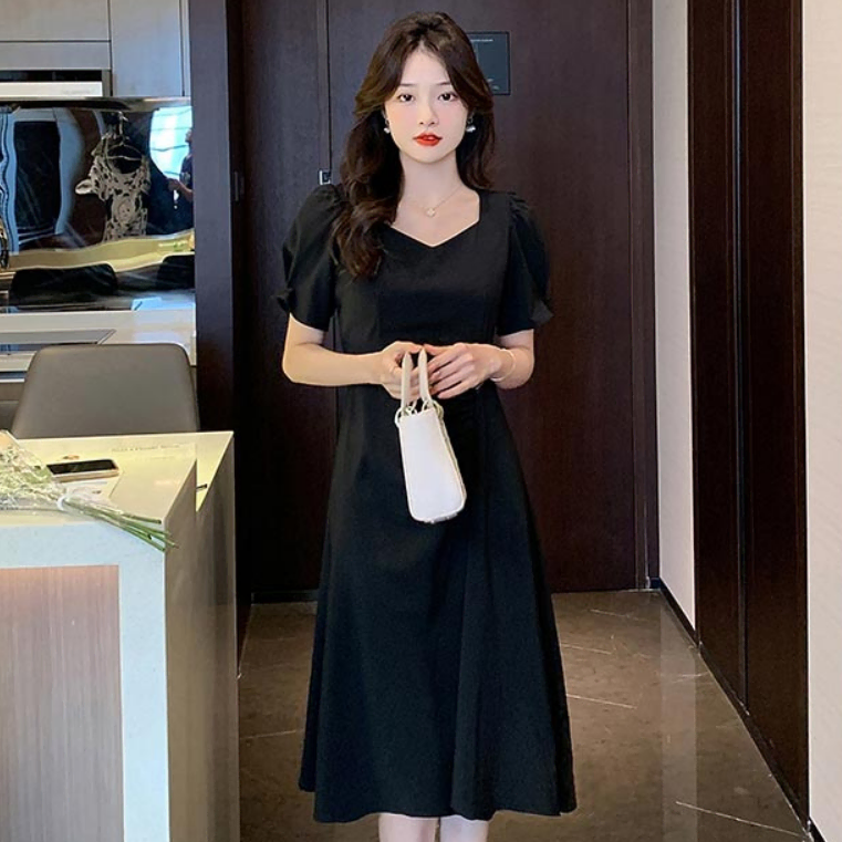 셔링 반팔 여신핏 체형커버 데이트룩 롱원피스