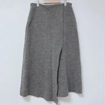 ZARA 플레어 스커트 무릎 기장 니트 소재 스커트 허리밴딩 그레이 M
