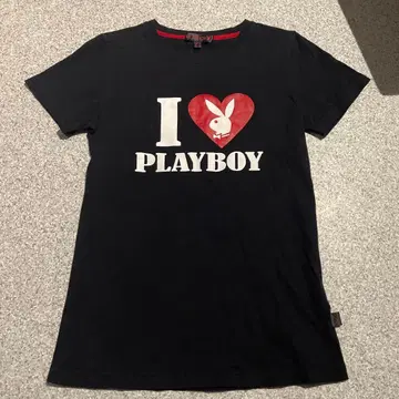 새상품급 y2k PLAYBOY I LOVE 프린트 티셔츠 블랙